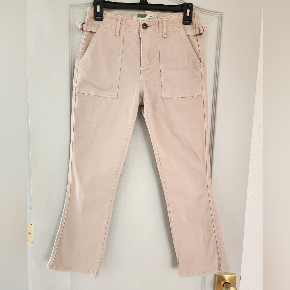 Anthropologie crop flare tan pants, size 26